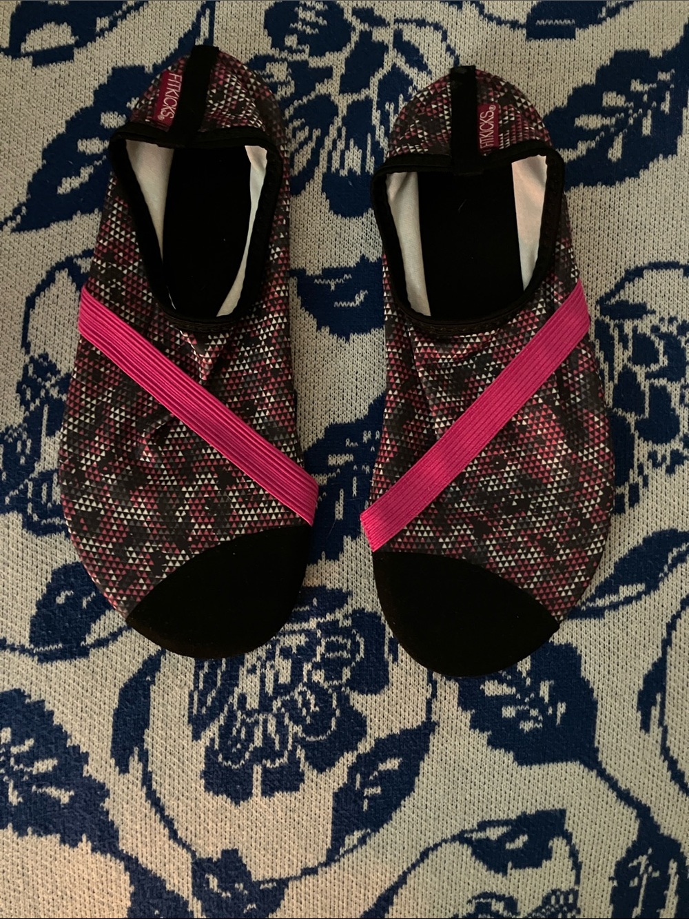 Slip-On Flats with Bright Pink Cross Strap